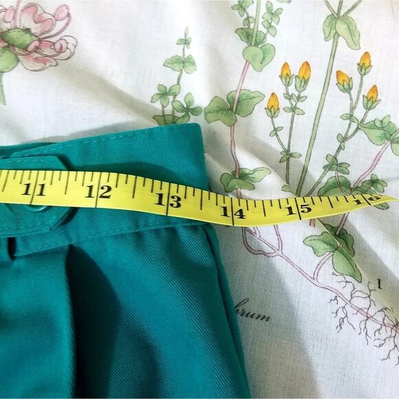 Vintage 1970s Teal A-Line Midi Skirt Button Front Large Pockets USA Made - Picture 7 of 11